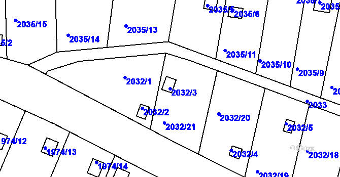Parcela st. 2032/3 v KÚ Volyně, Katastrální mapa