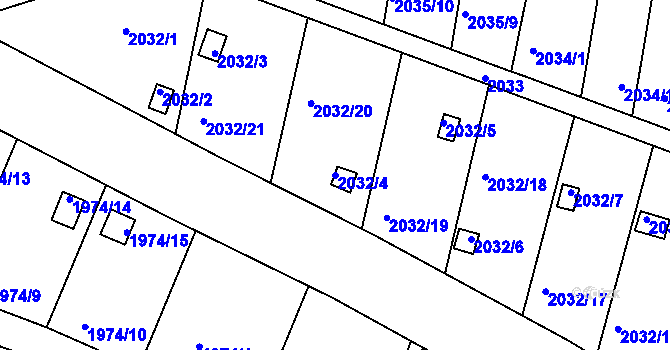 Parcela st. 2032/4 v KÚ Volyně, Katastrální mapa