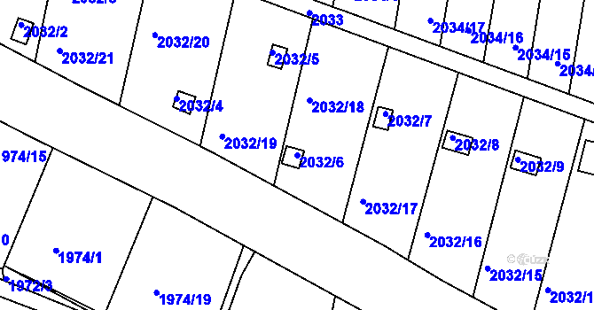 Parcela st. 2032/6 v KÚ Volyně, Katastrální mapa