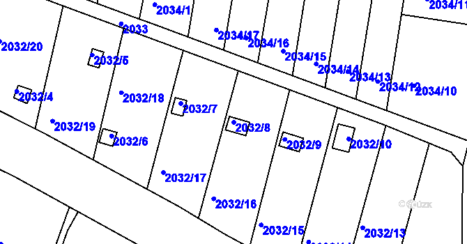 Parcela st. 2032/8 v KÚ Volyně, Katastrální mapa