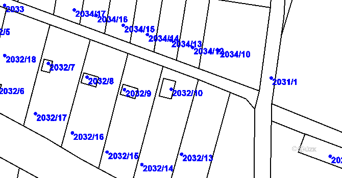 Parcela st. 2032/10 v KÚ Volyně, Katastrální mapa