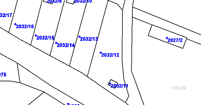 Parcela st. 2032/12 v KÚ Volyně, Katastrální mapa