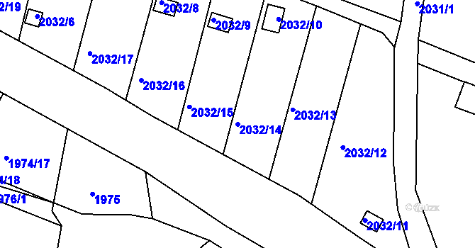 Parcela st. 2032/14 v KÚ Volyně, Katastrální mapa