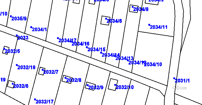 Parcela st. 2034/14 v KÚ Volyně, Katastrální mapa