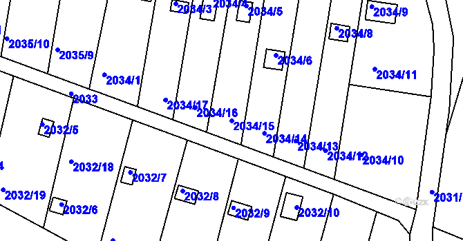 Parcela st. 2034/15 v KÚ Volyně, Katastrální mapa