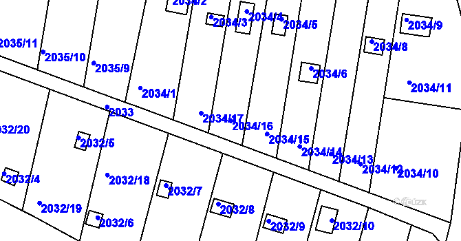 Parcela st. 2034/16 v KÚ Volyně, Katastrální mapa