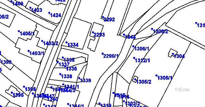 Parcela st. 2290/1 v KÚ Volyně, Katastrální mapa