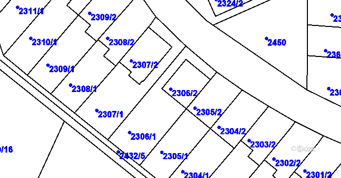 Parcela st. 2306/2 v KÚ Volyně, Katastrální mapa