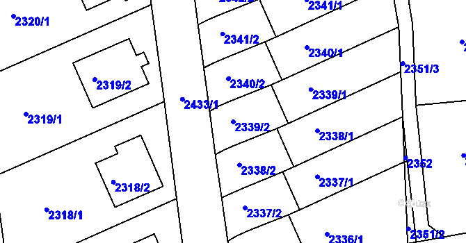 Parcela st. 2339/2 v KÚ Volyně, Katastrální mapa