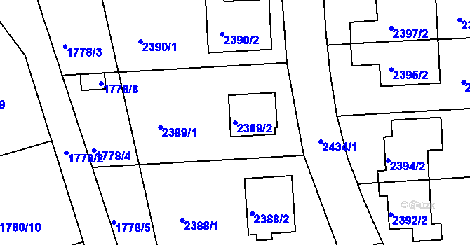 Parcela st. 2389/2 v KÚ Volyně, Katastrální mapa