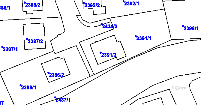 Parcela st. 2391/2 v KÚ Volyně, Katastrální mapa