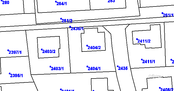 Parcela st. 2404/2 v KÚ Volyně, Katastrální mapa