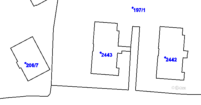 Parcela st. 2443 v KÚ Volyně, Katastrální mapa