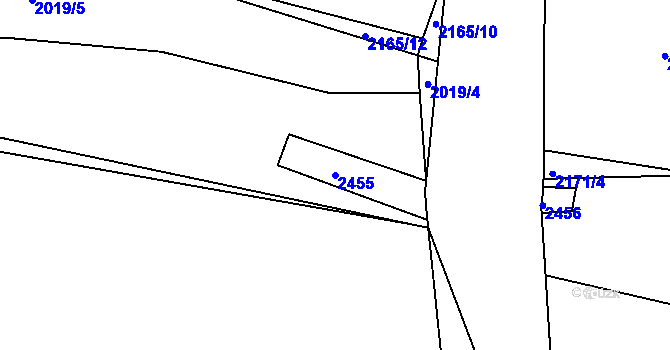 Parcela st. 2455 v KÚ Volyně, Katastrální mapa