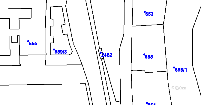 Parcela st. 2462 v KÚ Volyně, Katastrální mapa