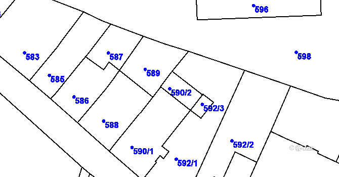 Parcela st. 590/2 v KÚ Volyně, Katastrální mapa
