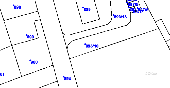 Parcela st. 893/10 v KÚ Volyně, Katastrální mapa