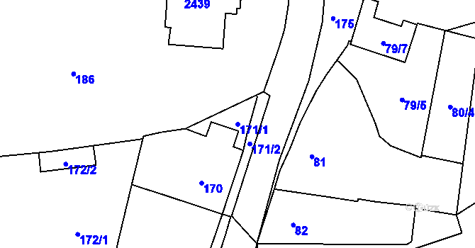 Parcela st. 171/1 v KÚ Volyně, Katastrální mapa