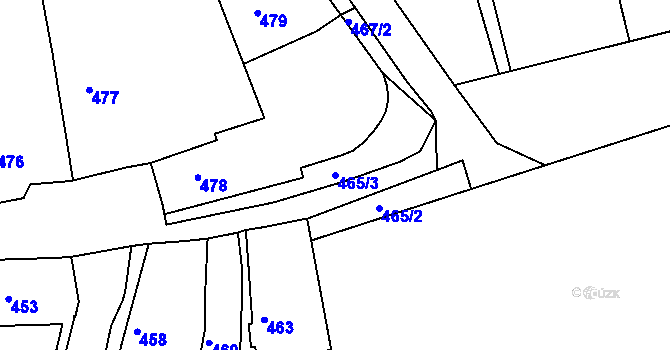 Parcela st. 465/3 v KÚ Volyně, Katastrální mapa