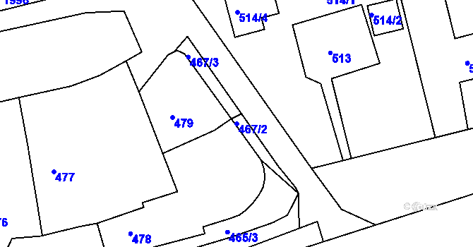Parcela st. 467/2 v KÚ Volyně, Katastrální mapa