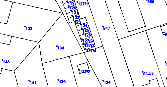 Parcela st. 127/3 v KÚ Volyně, Katastrální mapa