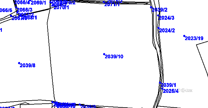 Parcela st. 2039/10 v KÚ Volyně, Katastrální mapa