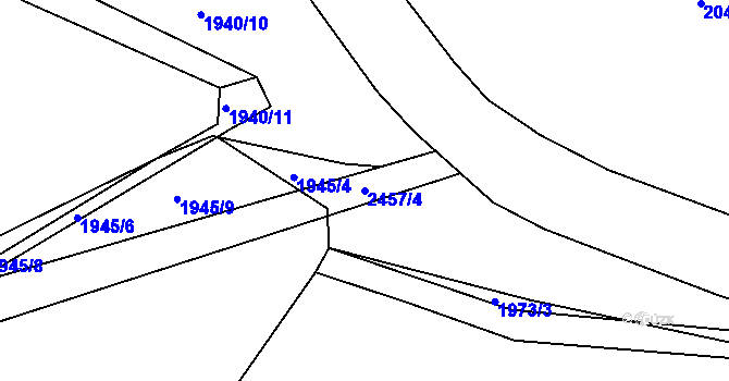 Parcela st. 2457/4 v KÚ Volyně, Katastrální mapa