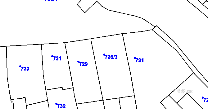 Parcela st. 726/3 v KÚ Volyně, Katastrální mapa