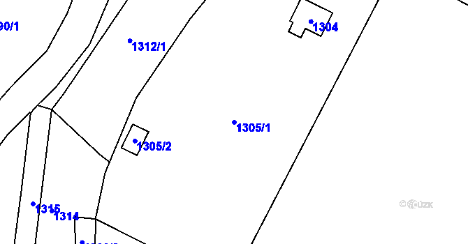 Parcela st. 1305/1 v KÚ Volyně, Katastrální mapa