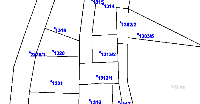 Parcela st. 1313/2 v KÚ Volyně, Katastrální mapa