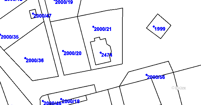Parcela st. 2474 v KÚ Volyně, Katastrální mapa