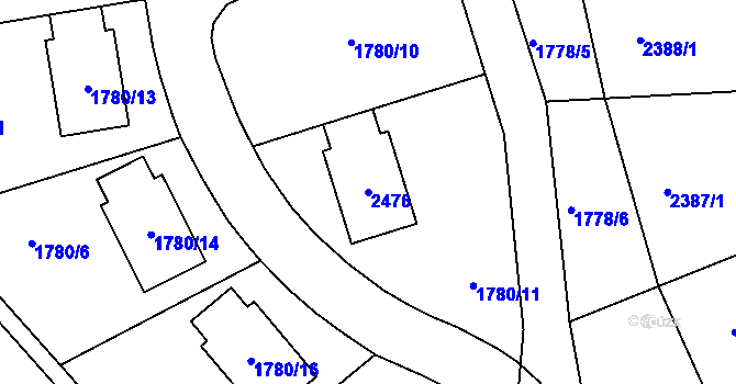 Parcela st. 2476 v KÚ Volyně, Katastrální mapa
