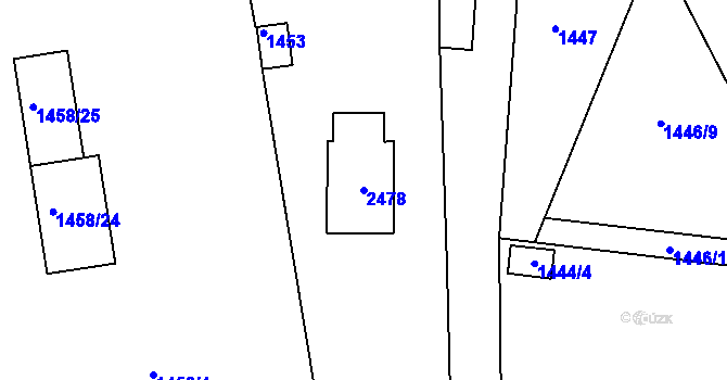 Parcela st. 2478 v KÚ Volyně, Katastrální mapa