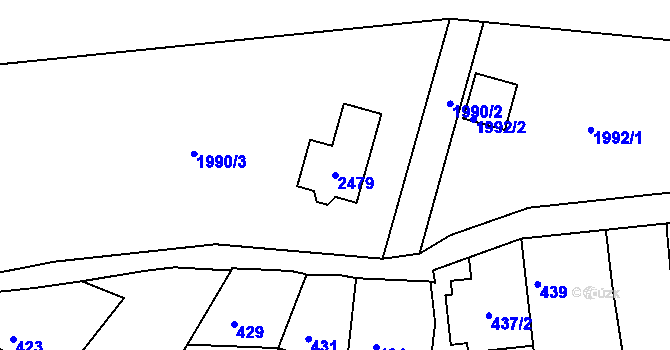 Parcela st. 2479 v KÚ Volyně, Katastrální mapa