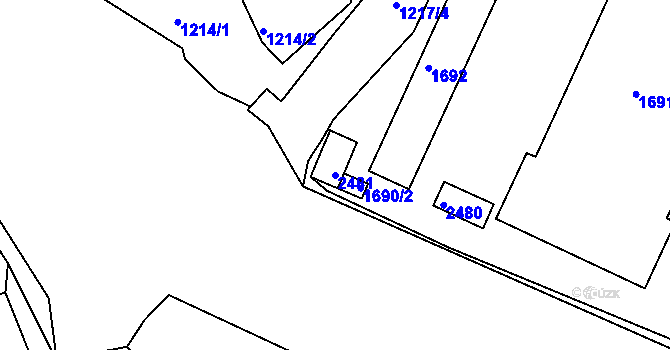 Parcela st. 2481 v KÚ Volyně, Katastrální mapa