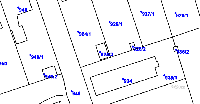 Parcela st. 924/3 v KÚ Volyně, Katastrální mapa