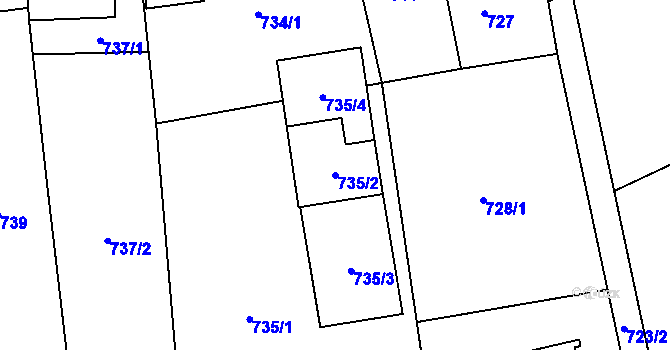 Parcela st. 735/2 v KÚ Volyně, Katastrální mapa