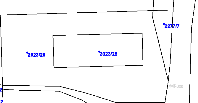 Parcela st. 2023/26 v KÚ Volyně, Katastrální mapa