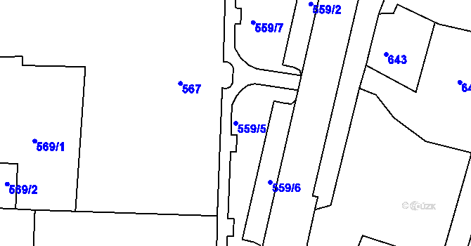 Parcela st. 559/5 v KÚ Volyně, Katastrální mapa