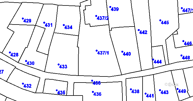 Parcela st. 437/1 v KÚ Volyně, Katastrální mapa