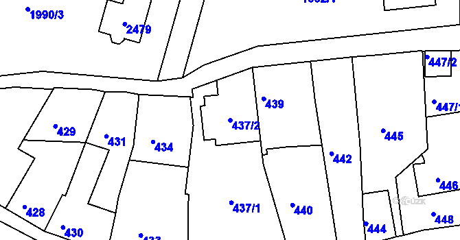 Parcela st. 437/2 v KÚ Volyně, Katastrální mapa