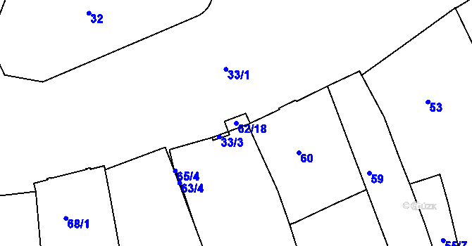 Parcela st. 62/18 v KÚ Volyně, Katastrální mapa
