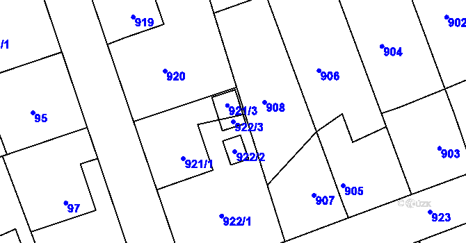 Parcela st. 922/3 v KÚ Volyně, Katastrální mapa