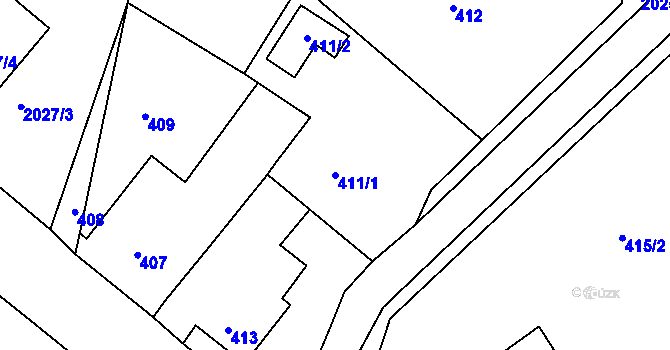 Parcela st. 411/1 v KÚ Volyně, Katastrální mapa