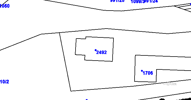Parcela st. 2492 v KÚ Volyně, Katastrální mapa