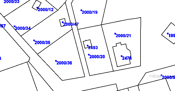 Parcela st. 2493 v KÚ Volyně, Katastrální mapa