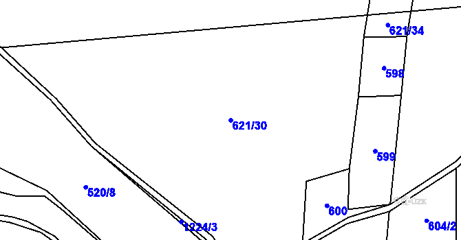 Parcela st. 621/30 v KÚ Zechovice, Katastrální mapa