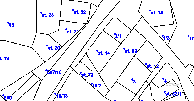 Parcela st. 14 v KÚ Vonoklasy, Katastrální mapa