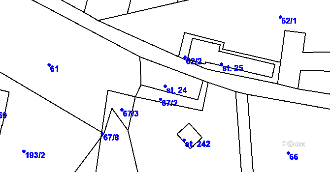 Parcela st. 24 v KÚ Vonoklasy, Katastrální mapa