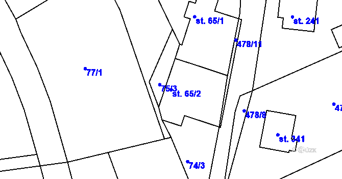 Parcela st. 65/2 v KÚ Vonoklasy, Katastrální mapa